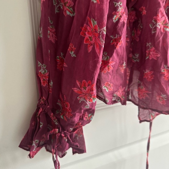 Free People Amanda Ruffle Floral Wrap Top- New With Flaw - Picture 4 of 11